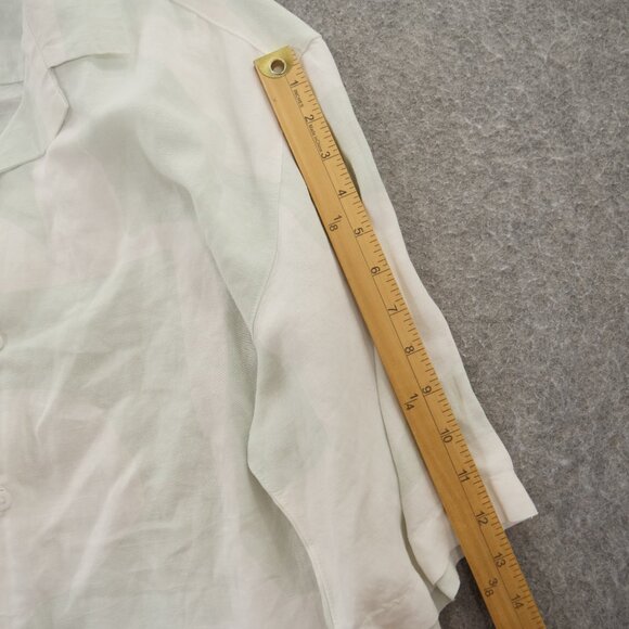 Topman Shirt Mens Medium Green Button Up Linen Long Sleeve Geometric Print - Picture 11 of 16